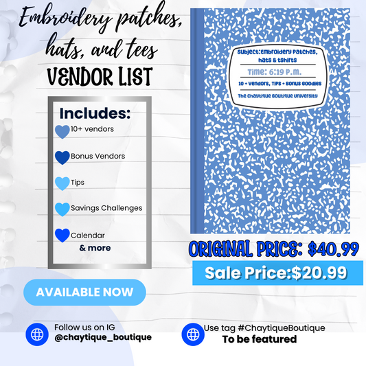Embroidery Patches, Hats & Tees Vendor List