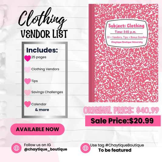 Clothing Vendor List