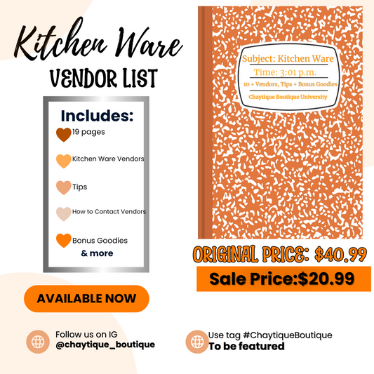 Kitchen Ware Vendor List